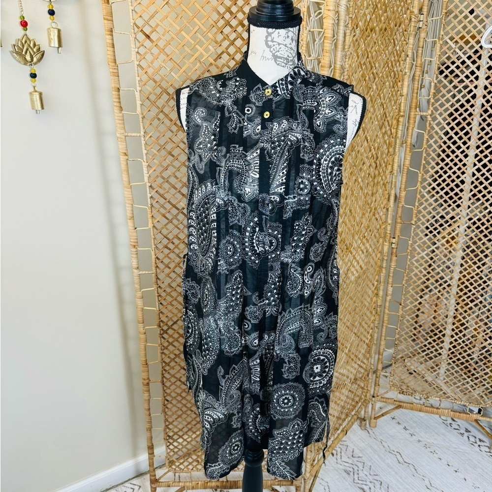 MICHAEL Michael Kors Black and White Sleeveless Blouse Tunic